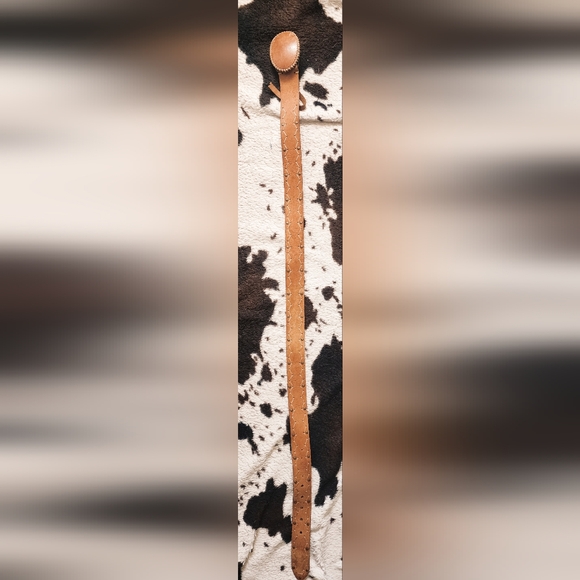 WOMEN'S 70'S GENUINE LEATHER BELT - BROWN - Picture 2 of 5